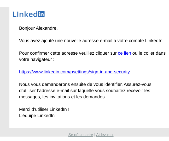 Exemple de template d'e-mail de phishing ciblé et crédible, avec éléments de personnalisation avancée.